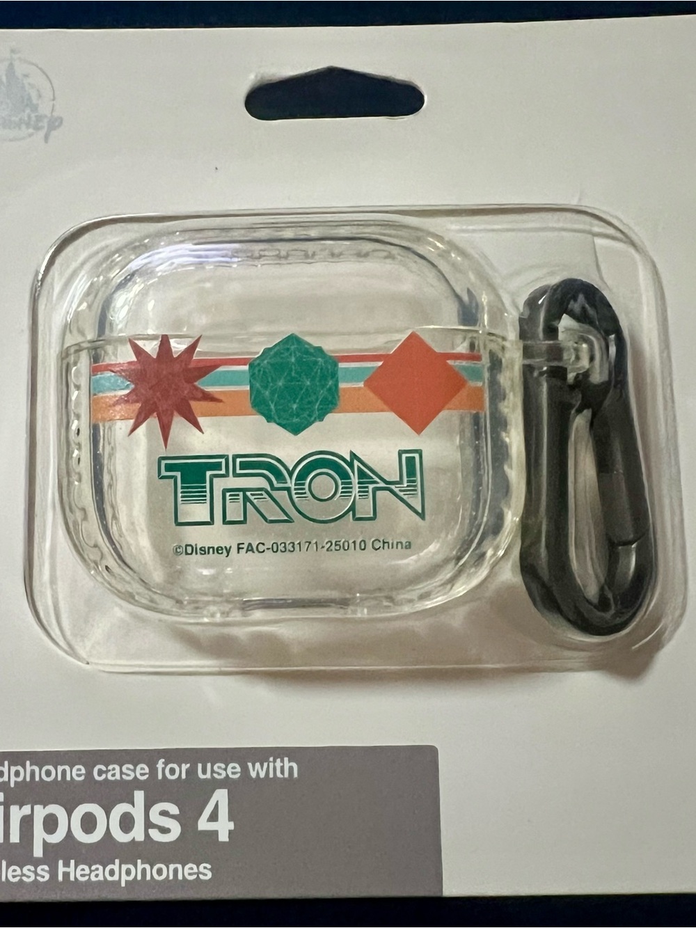 Disney TRON Clear AirPods 4 Case with Teal and Orange Graphics